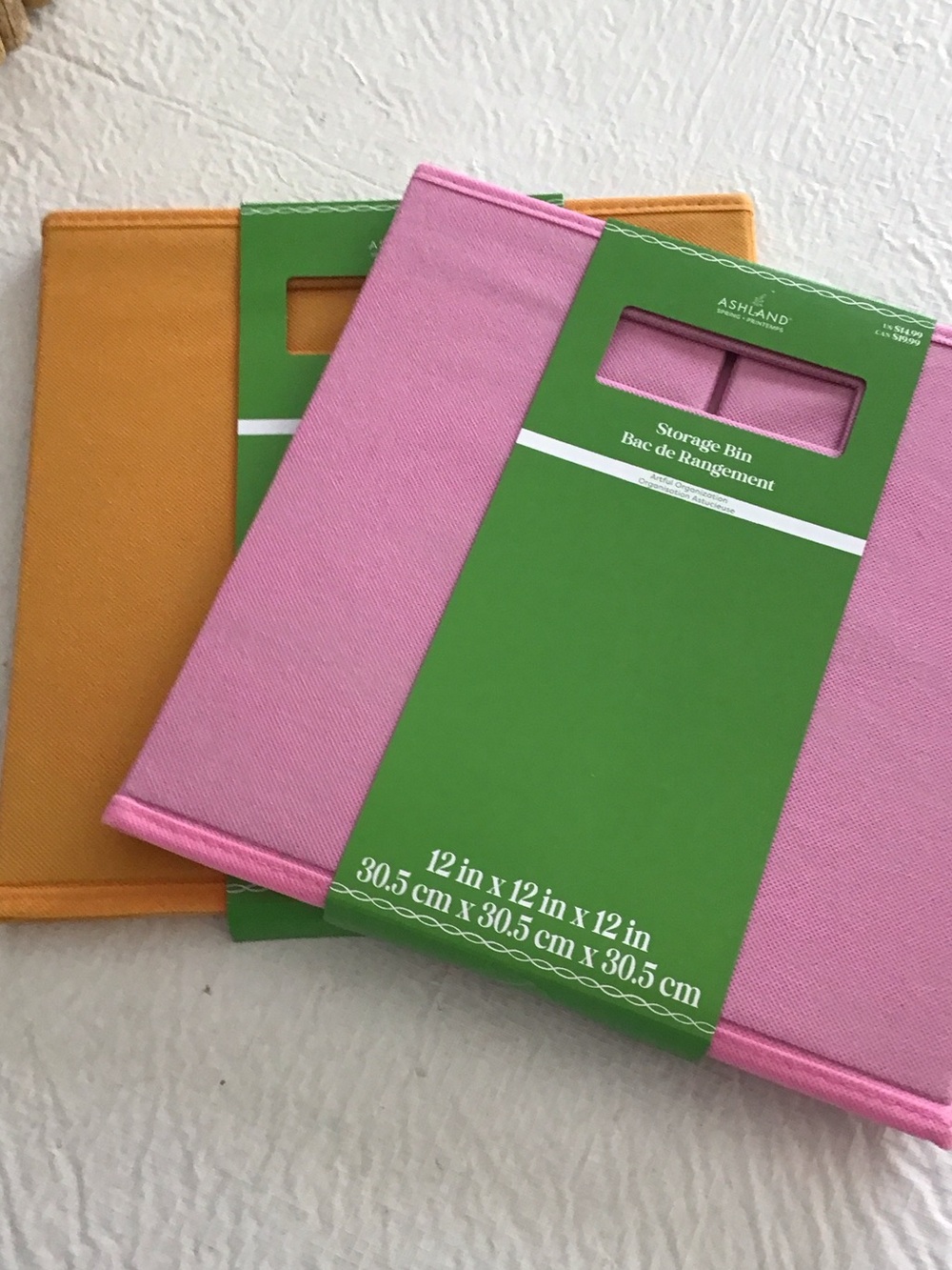 Ashland Pink and Mustard Fabric Storage Bins Set